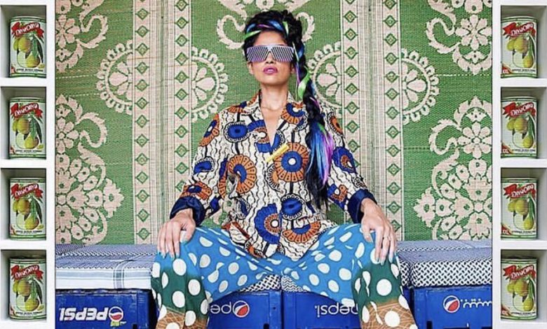 A picture of a stylish woman taken by the master of Moroccan Pop Art, Hassan Hajjaj