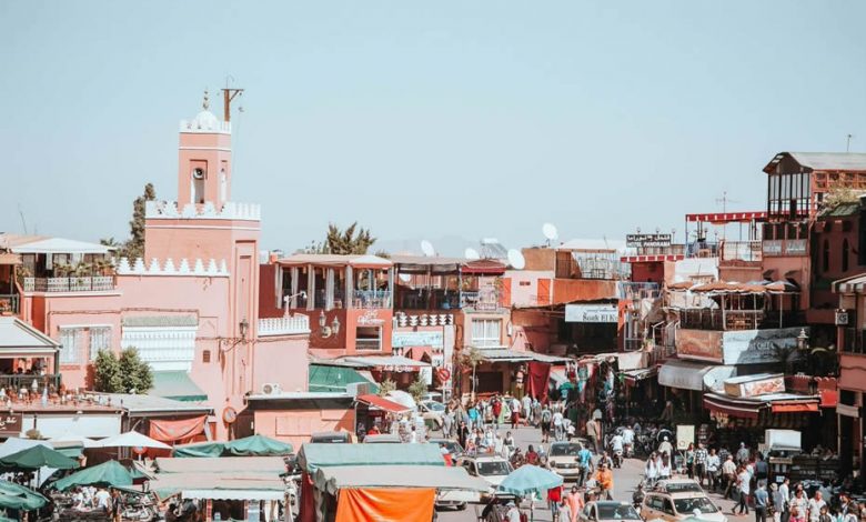 Jemaa el-Fna Square, in Marrakech, a Moroccan city