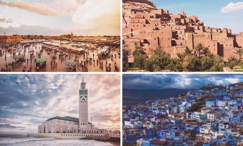 4 Moroccan cities: Marrakech, Ouarzazate, Casablanca, and Chefchaouen.