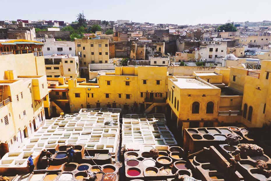View of the famous tannery of Fez named Chouara