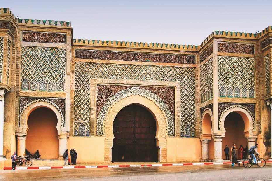 The impressive Mansour Gate of the Old Town of Meknes in Morocco