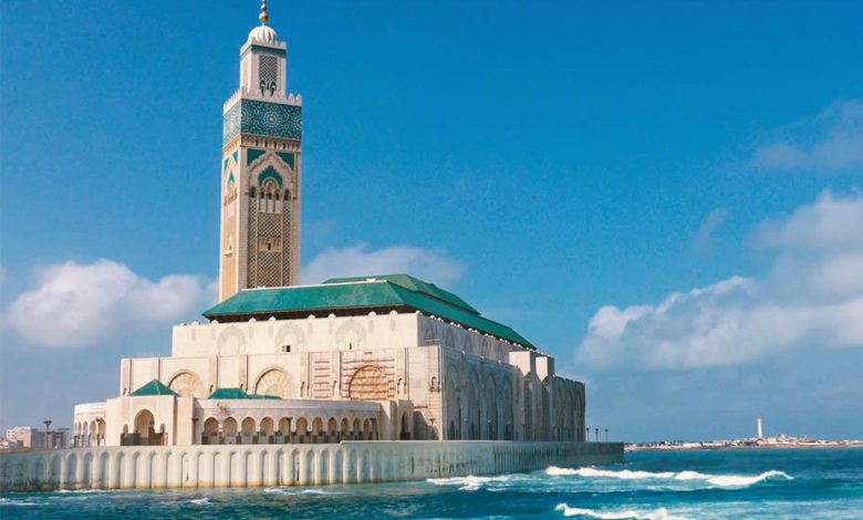 The Hassan II mosque of Morocco in Casablanca by the seaside