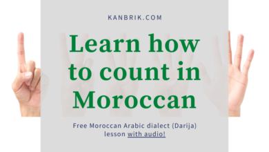 Five hands counting from one to five- learn how to count in Moroccan