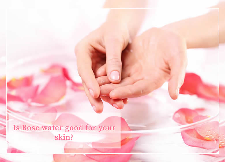 two hands putting moroccan rose water on skin