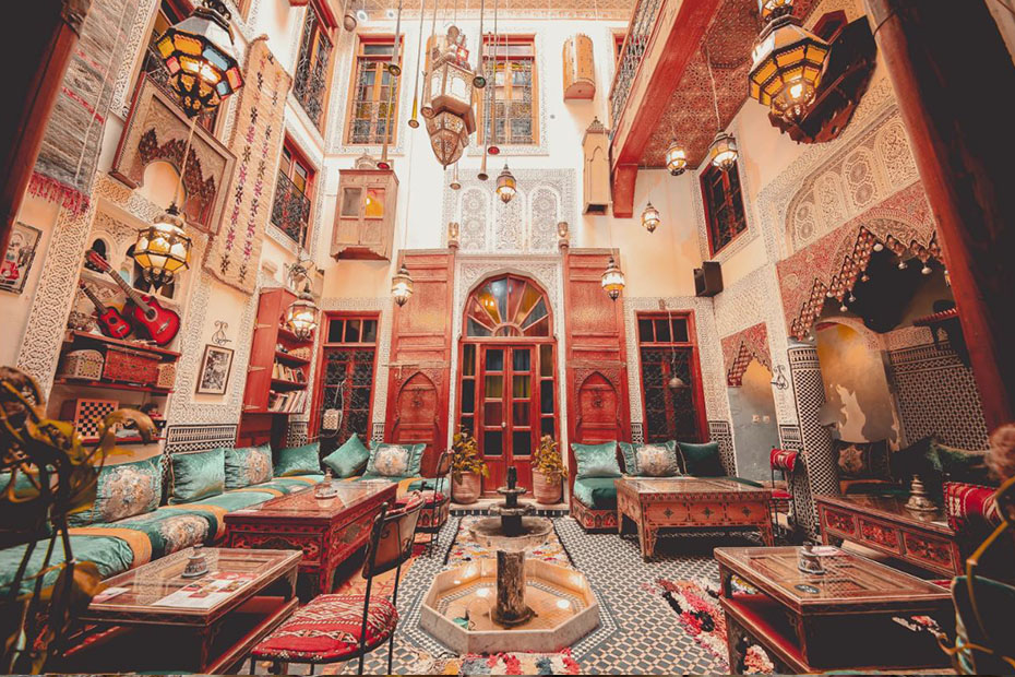 a luxurious inside of a riad